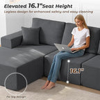 Modular Sectional Couch Modern 108" L Shaped Boneless Cloud Couch with Deep Seat, Sectional Sofa for Living Room Bedroom Apartments Dorms, No Assembly Required, Dark Grey