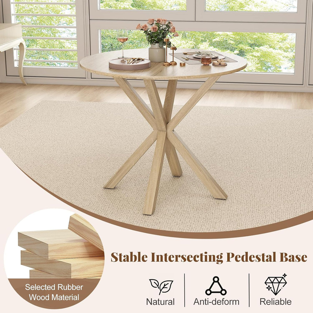 Giantex 36" Round Dining Table for 4, Farmhouse Kitchen Table with Rubbe...
