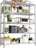 Storage Shelves Heavy Duty, 48" L x 20" W x 72" H Garage Wire Shelving Unit Loads 2000LBS, 5-Tier Adjustable Metal Industrial Utility Shelf Rack for Kitchen, Laundry Room, Pantry, Warehouse, Basement