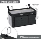 Bedside Caddy Bedside Organizer with Fixed Straps & Water Bottle Holder, Bunk Bed Caddy ideal for Home, Dorm, Hospital, Crib, Versatile Bedside Storage Solution (Black 2pcs)