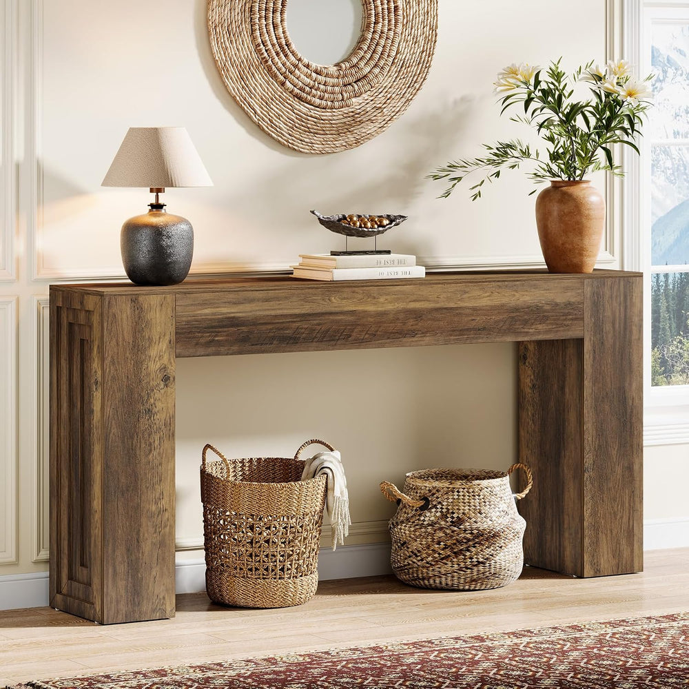 Tribesigns 63-Inch Farmhouse Console Table, Narrow Sofa Table Behind the Couc...