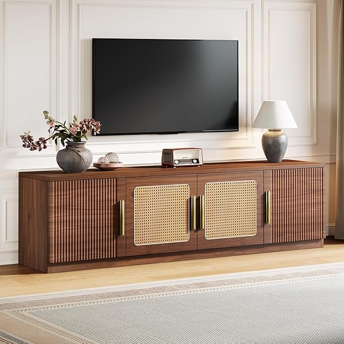 Tribesigns 70.9" TV Stand for Living Room, Mid Century Modern Entertainment Center with 6-Tier Storage Shelf, Wood Long Media Console Television Stands Cabinet for TVs Up to 80 Inches