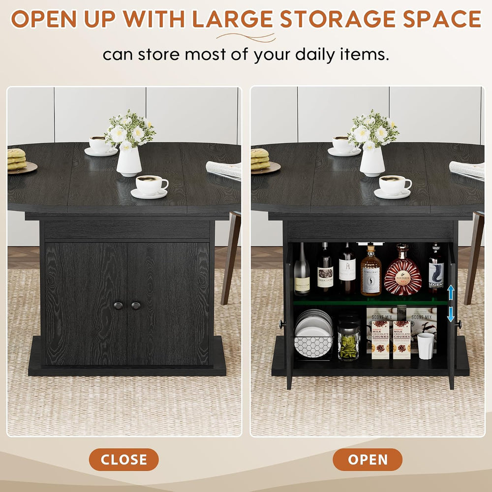 43.3in-59in Extendable Round Dining Table for 4-8, Modern Expandable Kitchen ...