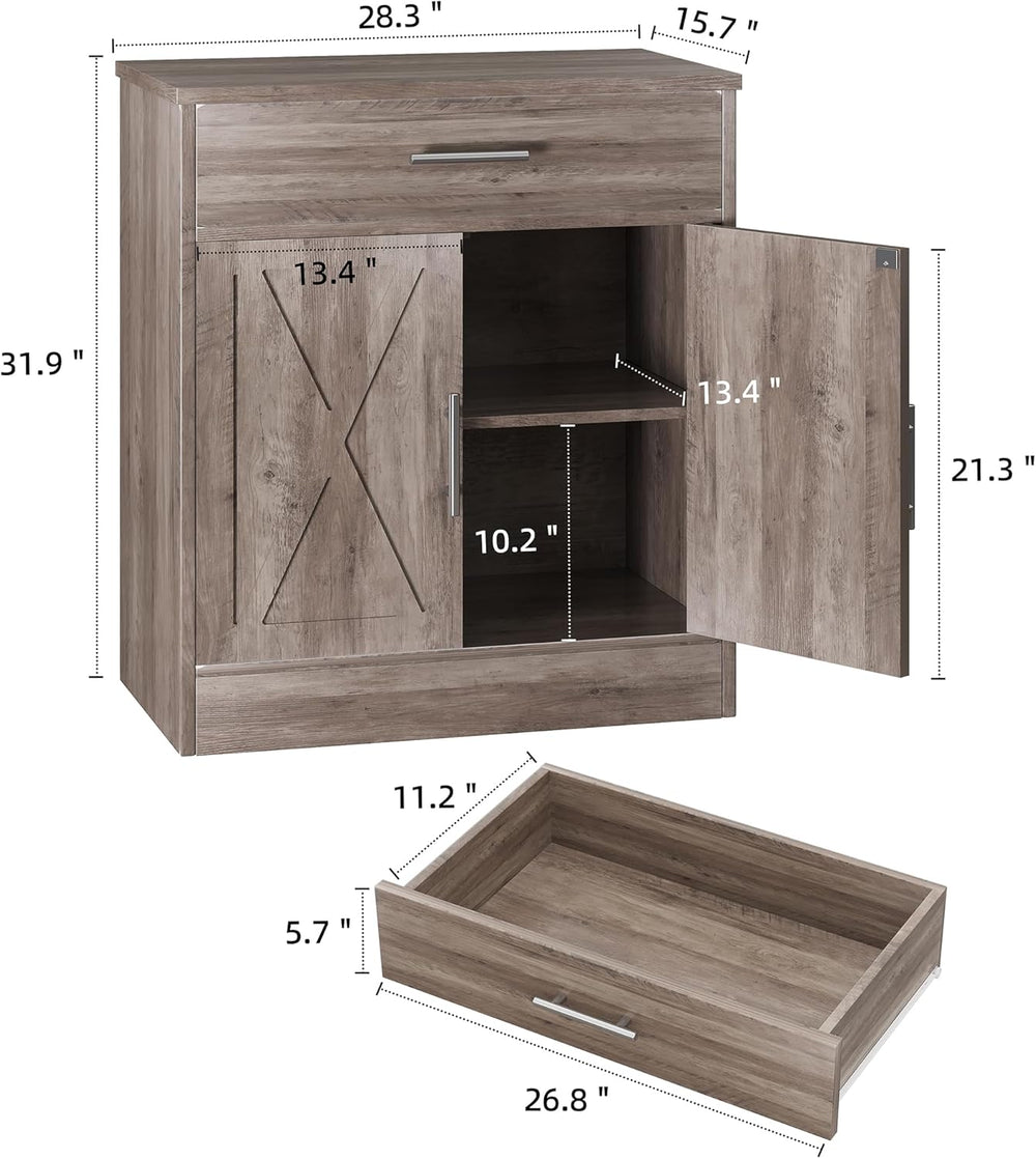 Shintenchi Farmhouse Storage Cabinets, Kitchen Barn Door Cabinet