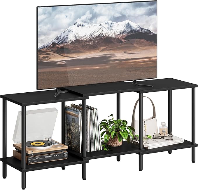 TV Stand, Entertainment Center, Industrial TV Media Console Table with Open Storage Shelves, 2 Tier TV Cabinet for Living Room, Bedroom