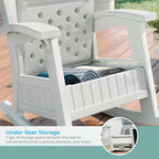 Suncast Outdoor Patio Rocking Chair with 7 Gal. of Under-Seat Storage, Stylish Faux Wood Outdoor Rocker for Patios, Ice Cube