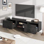 GarveeHome Industrial TV Stand for 80 in, Modern Entertainment Center with 2 Drawers, Wooden Media Cabinet with Heavy Duty Leg and Open Storage, TV Console Table for Living Room, Black