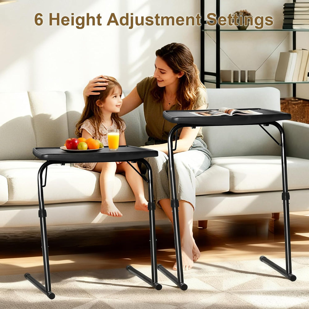 Max Large Black Folding TV Tray Table, XL Pro Adjustable Foldable TV Table wi...