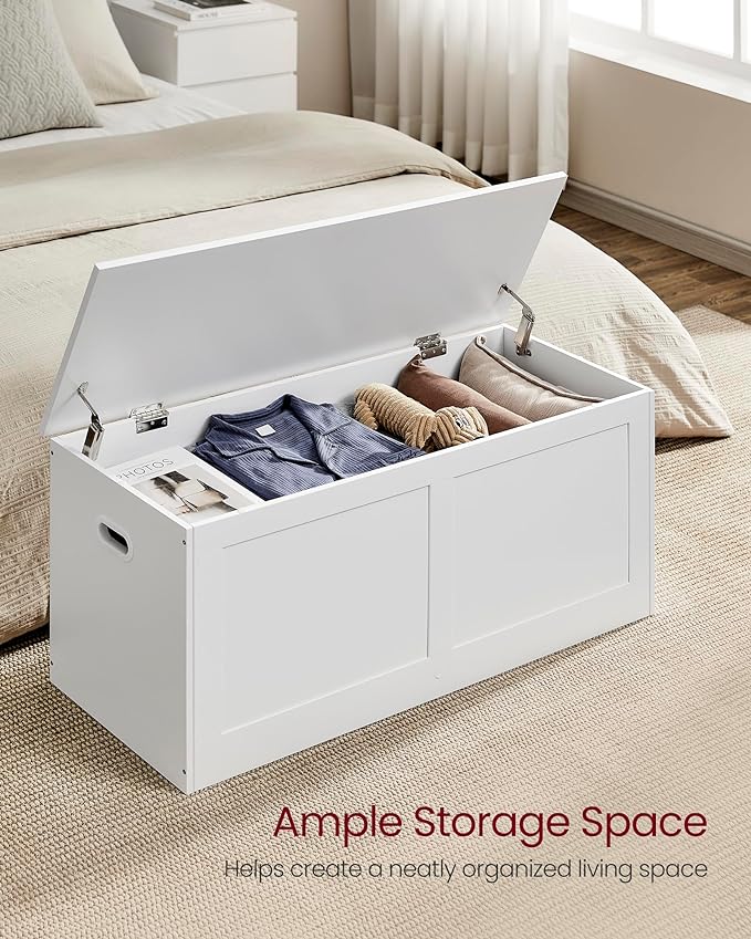 VASAGLE Storage Chest, Storage Trunk with 2 Safety Hinges, Storage Bench, Sho...