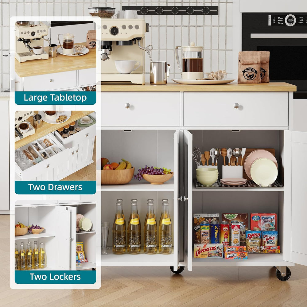 Shintenchi Kitchen Island w/Dropleaf Rolling Kitchen Table w/Seating