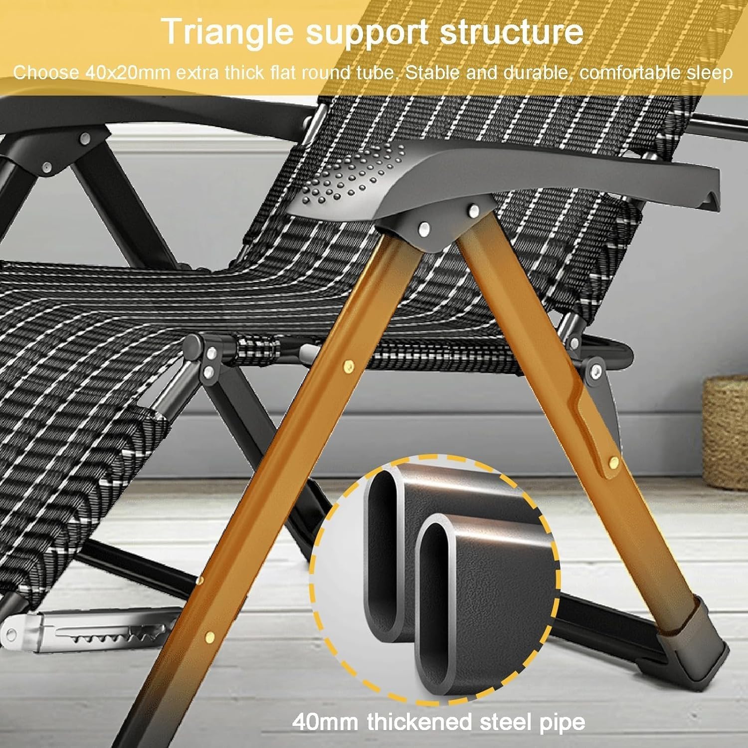 Gravity Indoor Outdoor Chair, Folding Reclining Lounge with Removable Gray Cushion and Headrest,