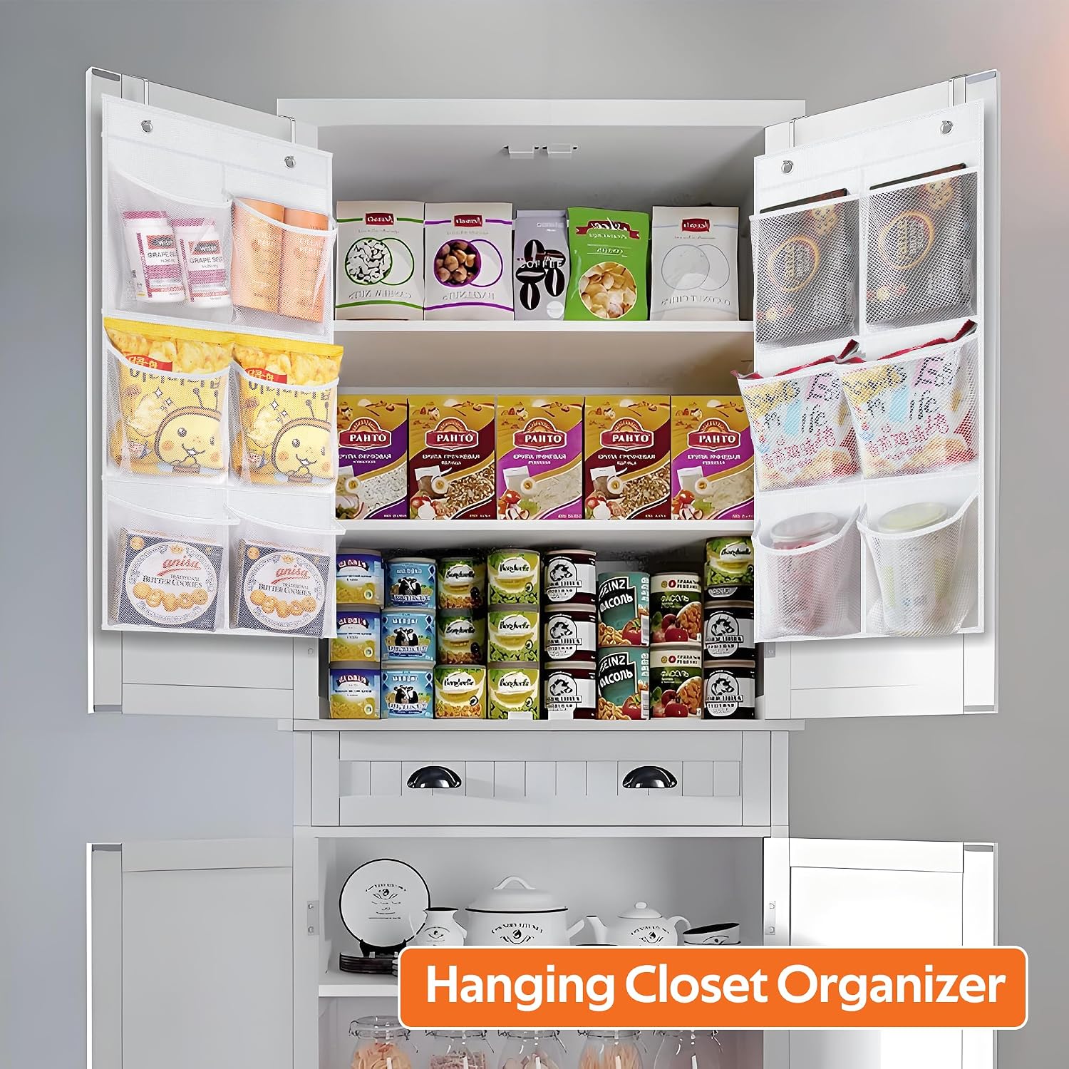 2 Packs Narrow Over the Door/Wall Shoe Organizer Cruise, Small Hanging Shoe Rack for Closet with Clear Mesh Pocket for Bathroom, RV, Pantry, Camping (White)