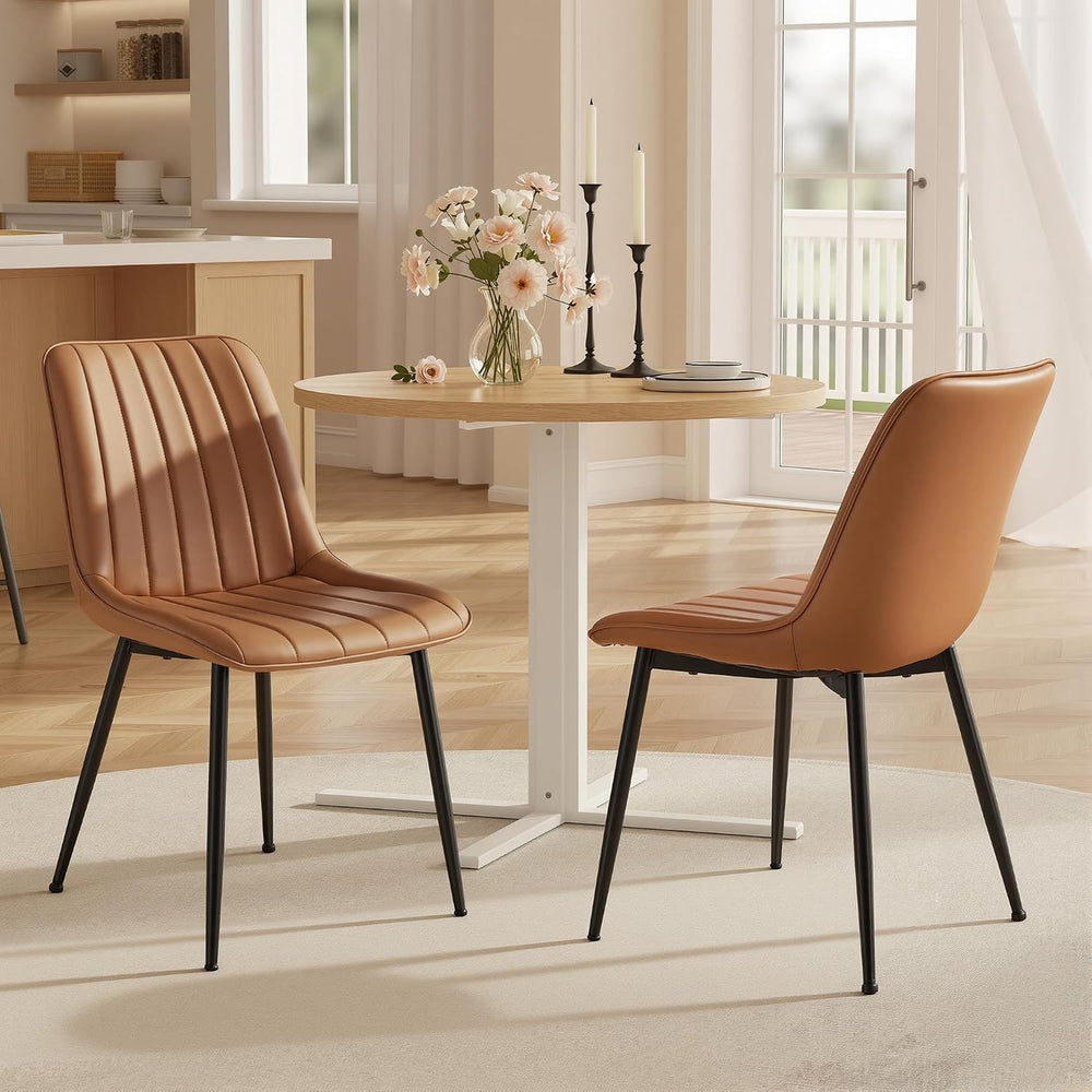 VASAGLE Dining Chairs Set of 2, Upholstered Kitchen Chairs, Synthetic Leather...