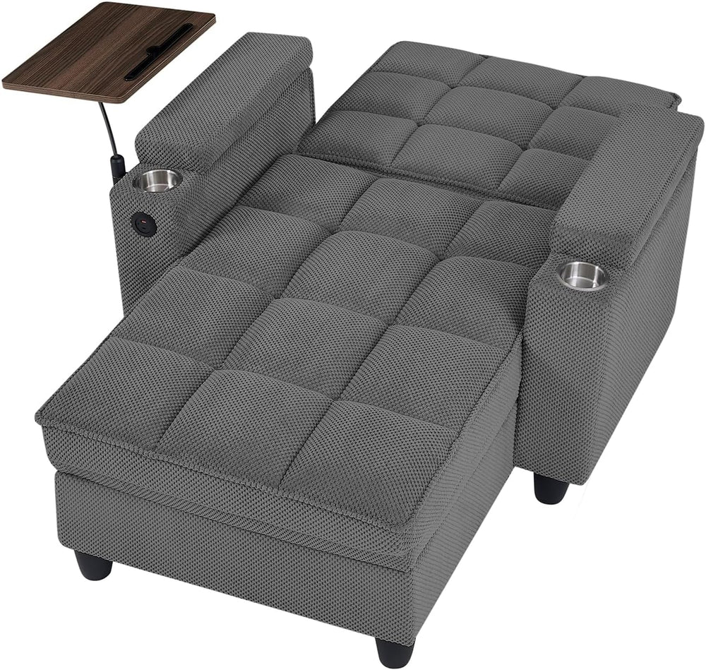 Eafurn Convertible Chaise Lounge Sleeper Chair with Storage and 6-Position Re...