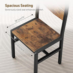 Dining Chairs Set of 4, Rustic Wooden Kitchen Chairs with Backrests and Metal Frame, Modern Farmhouse Dinner Chairs for Kitchen, Easy Assembly, Living Room, Dining Room, Rustic Brown and Black