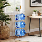 OYEAL 5 Gallon Water Bottle Jug Holder 3-Tier Water Bottle Holder Organizer with Top Shelf, Heavy Duty Water Dispenser Stand Rack for Kitchen Living Room Office, White