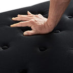 Upholstered Velvet Storage Ottoman Bench with Nail Trims,Soft Padded Seat with Armrest,for Living Room,Bedroom,Entryway,Easy to Assemble,Black