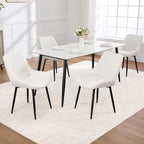 Dining Chair Set of 4, Modern Dining Chairs with Thick Cushions, Faux Leather Upholstered Kitchen Dining Room Chairs with Metal Adjustable Legs for Dining Living Room, White