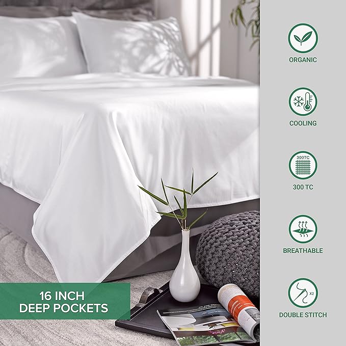 Full Sheets by Pure Bamboo, Genuine 100% Organic Viscose Derived from Bamboo Bed Sheet Set, Luxuriously Soft & Cooling, Double Stitching, Lifetime Quality Promise (Full, Sand)