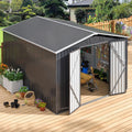 Polar Aurora 10 x 14 FT Outdoor Storage Shed, Metal Garden Shed with with Updated Frame Structure, Tool Sheds for Backyard Garden Patio Lawn, Black
