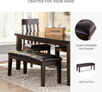 Signature Design by Ashley Haddigan Traditional Upholstered Dining Room Bench, Dark Brown