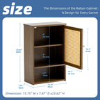 HITNET Bamboo Medicine Cabinet, Wall Mounted Bathroom Cabinet with Adjustable Shelf, Single Rattan Door Hanging Storage Organizer Over Toilet for Entryway, Laundry Room(Walnut)