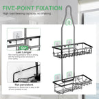 Shower Caddy Hanging,Rustproof Anti-Swing Shower Organizer,Hanging Bathroom Caddy,Bathroom Organizer with 18 Hooks for Razor/Sponge