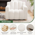 Oversized Accent Chair, Modern Living Room Chairs, Boucle White | Cloud Comfort, Upholstered Armchair, Ergonomic Design, Comfy Reading Chair for Bedroom, Office, Waiting Room