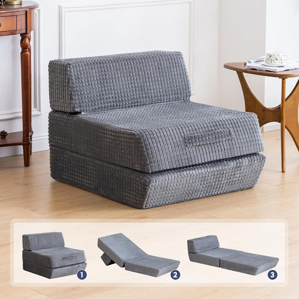Snug Sofee Futon Sofa Bed, Convertible Sleeper Chair, Floor Mattress, Gray | ...