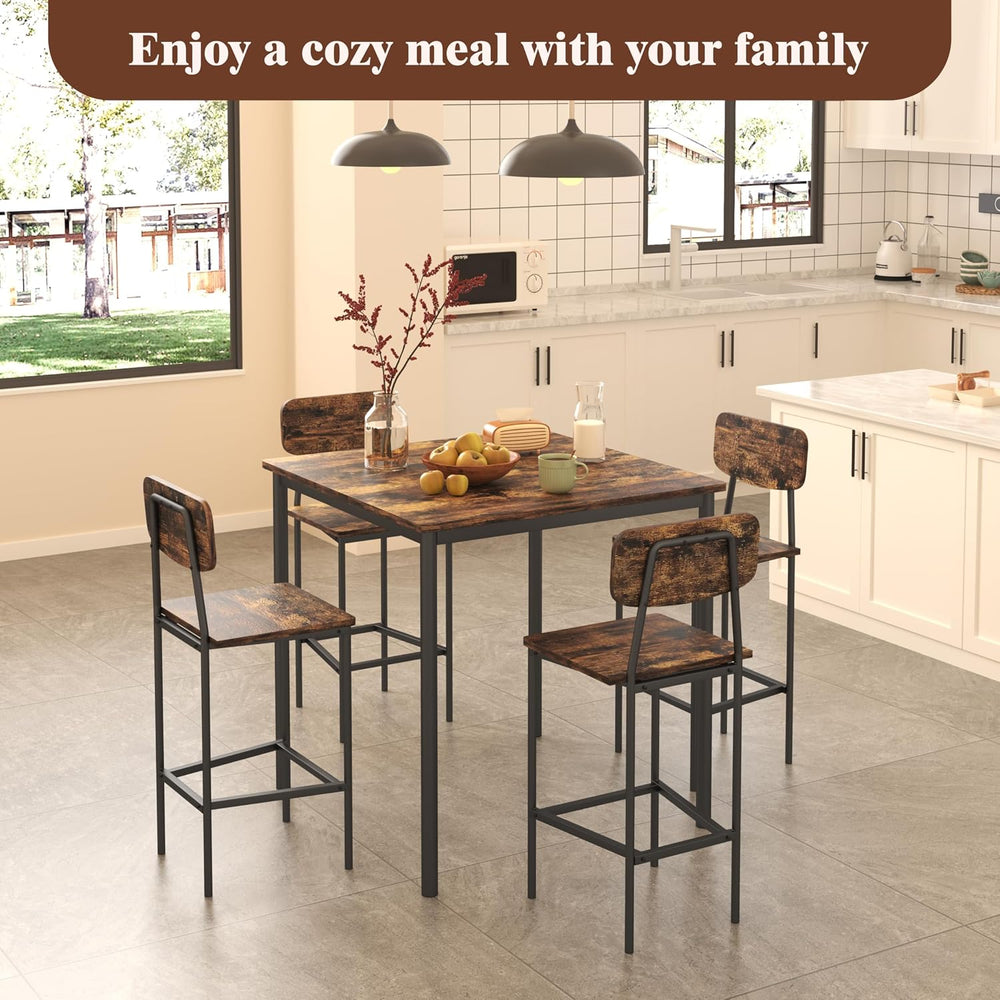 Dining Table Set for 4, 5 Piece Kitchen Table with Chairs | Sturdy Industrial...