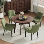 Dining Chairs Set of 2, Upholstered Corduroy Dining Room Chair with Wood Legs, Mid-Back Padded Kitchen Side Chairs for Dining Room, Green