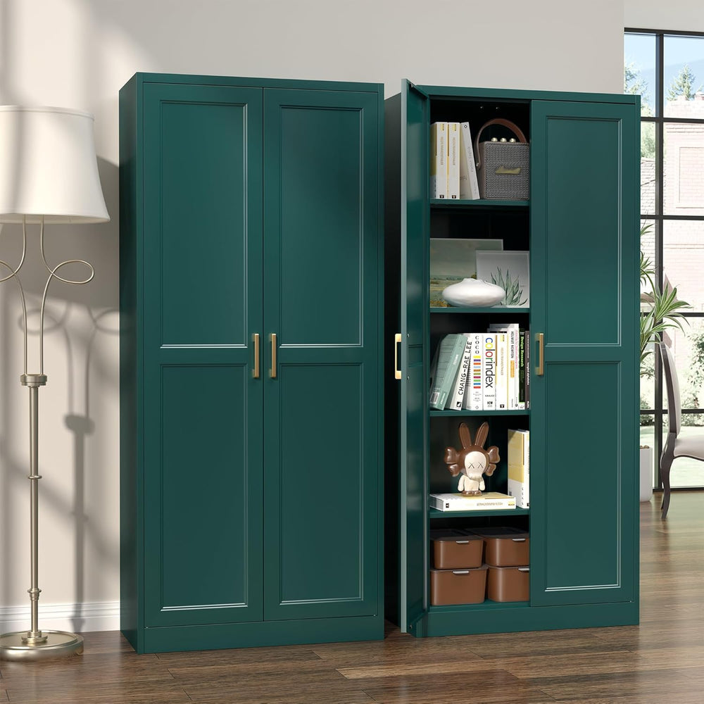 SteeLoong Kitchen Pantry Cabinet,71”Green Metal Pantry Storage Cabinets with ...