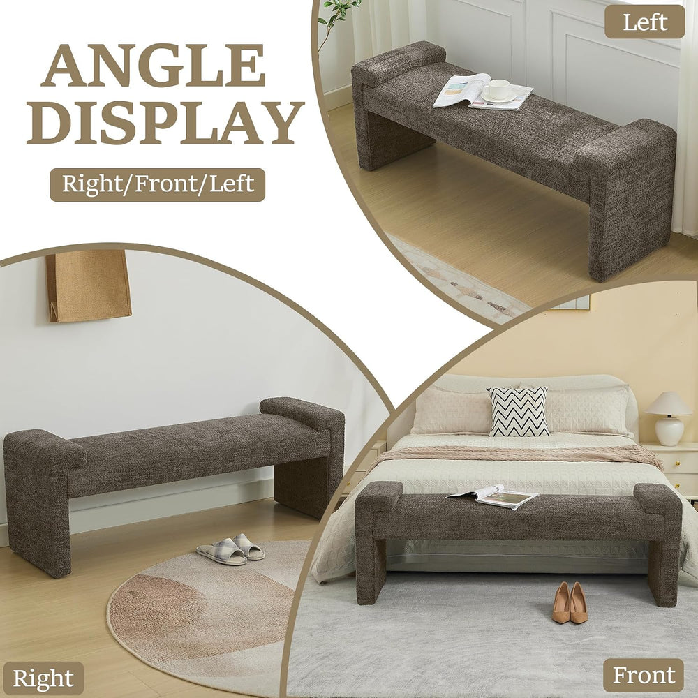 WUTUTUEE 58.7" End of Bed Bench Upholstered Modern Bedroom Bench for Liv...