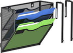 Kuntine.B Wall File Organizer Office Hanging Magazine Holder Wall File Organizer for Office Home (Black, 3 Tier & Hangers)