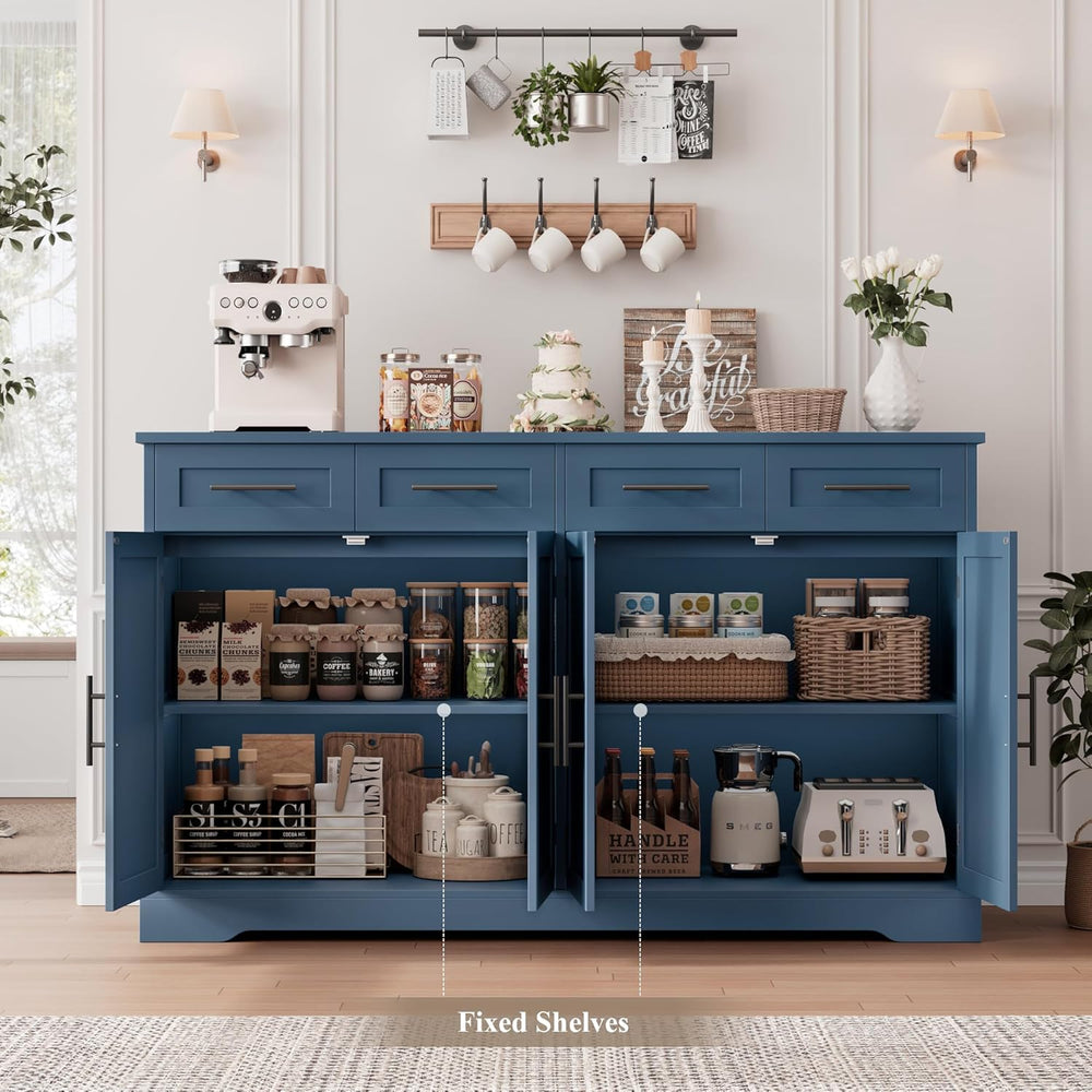 HOSTACK 60" Large Buffet Sideboard with Storage, 36" Tall Kitchen B...