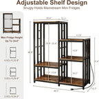 Mini Fridge Stand Coffee Bar Cabinet Station With Small Refrigerator Insert Storage Space, Shelf Organizer For Dorm Microwave To Sit On, Baker Rack With Power Outlet, Big Table To Go Over Hide Fridge