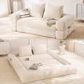 Jocoevol 4-in-1 Convertible Folding Sofa Bed, 78"W x 68"L Queen Size Foldable Sleeper Sofa Bed, Wide Corduroy Upholstery, Boneless Mattress Couch with Armrests & Neck Pillow for Living/Bedroom, Beige