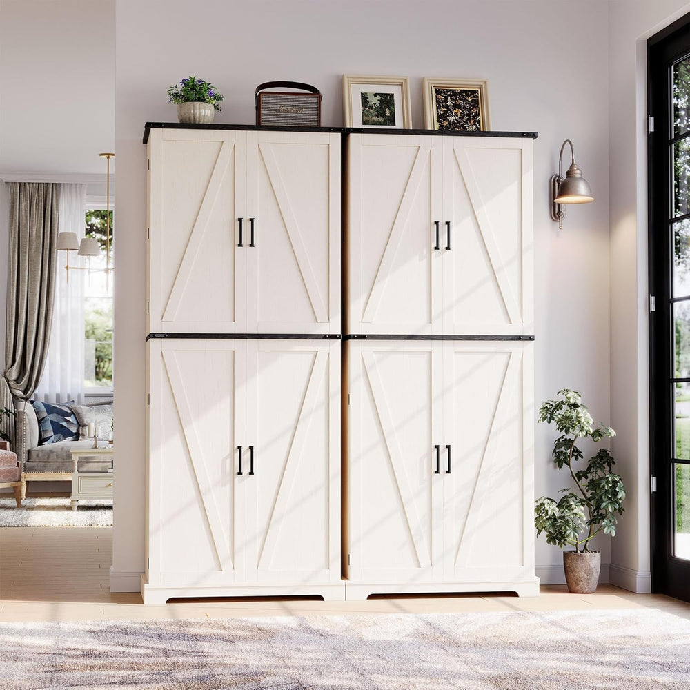 HOMPUS 71" Tall Kitchen Pantry Cabinet with Doors and Drawer, Farmhouse ...