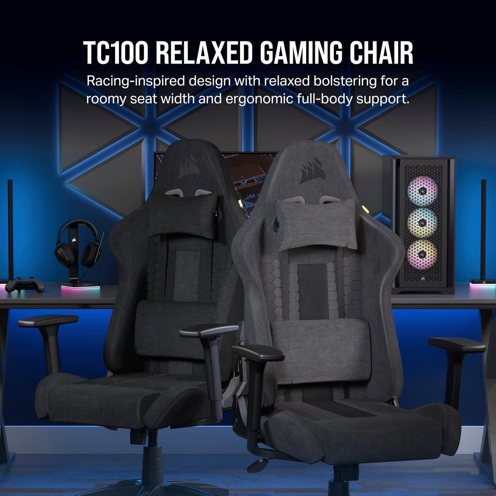 Corsair TC100 Relaxed Gaming Chair - Fabric - Racing-Inspired Design - Lumbar...