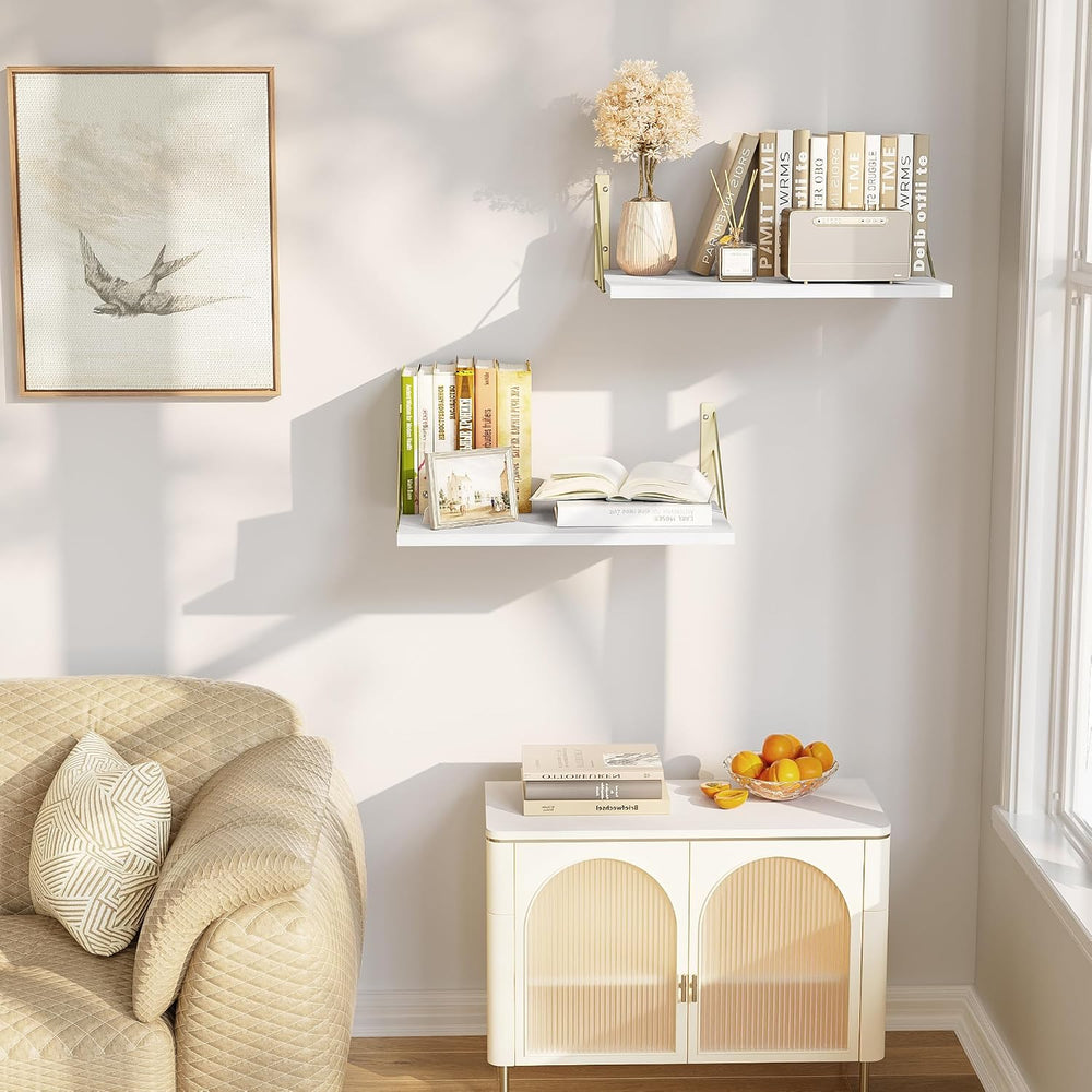 Love-KANKEI Wide Deep Floating Wall Shelves Set of 2,16"x12",Wood,W...