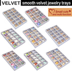 8 Pack Earring Organizer Holder Velvet Jewelry Tray for Drawer Stackable Jewelryy Organizer Divided Display Tray for Earring 18 Grids