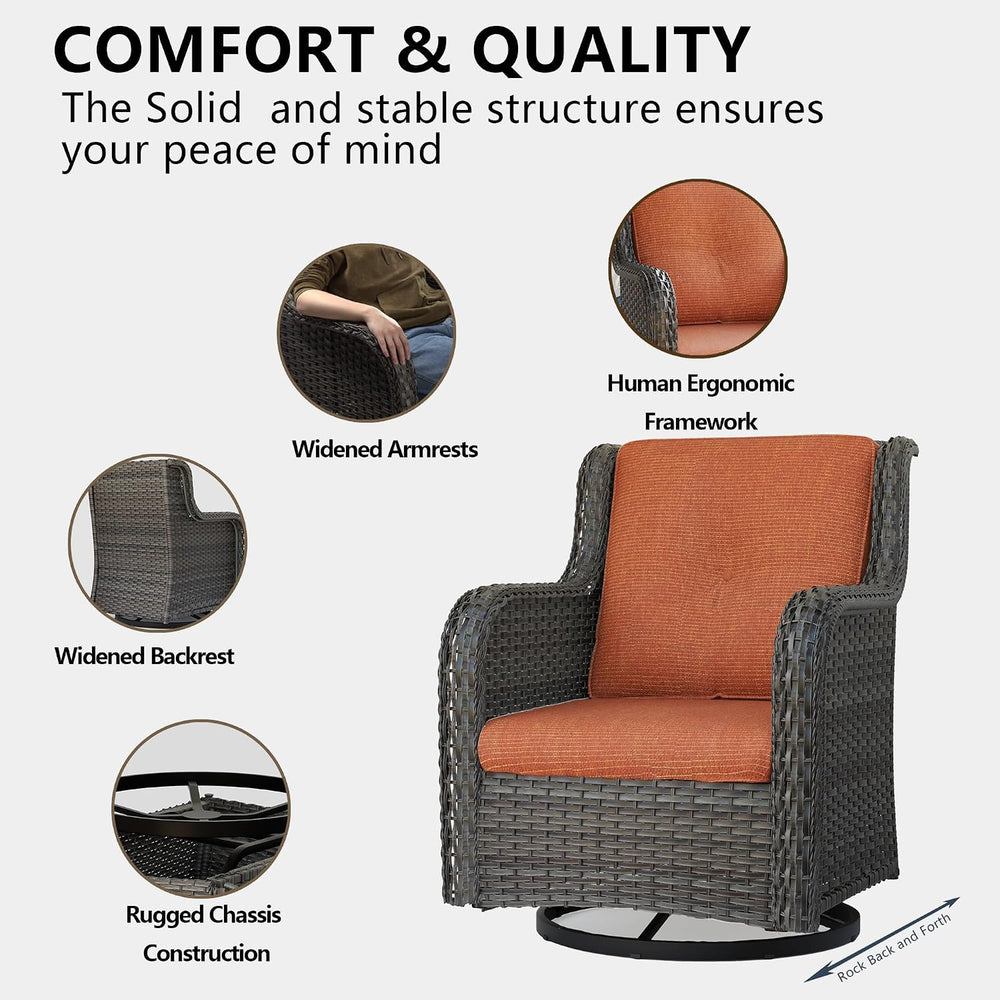 Outdoor Swivel Rocker Patio Chairs Set of 2 - Outdoor Wicker Swivel Glider Ch...