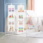 Libeder Mesh Hanging Storage Space Saver Bags Organizer,Foldable Storage Organizer 4 Compartments Toy Storage Basket for Kids Room Bathroom 2 Sets, White