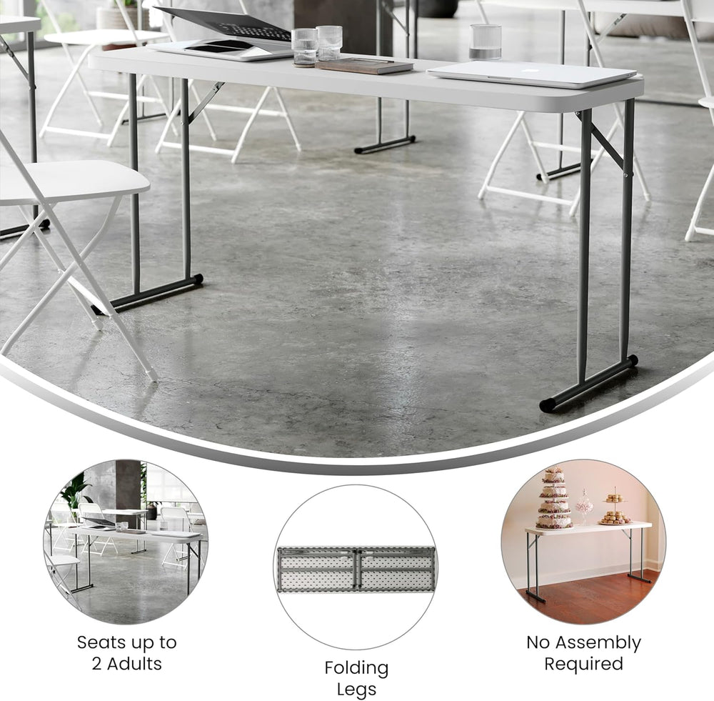 Flash Furniture Kathryn 5' Rectangular Plastic Folding Table, Long Plasti...