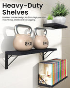 BAYKA Wall Shelves for Bedroom Decor, Floating Wall Shelves for Living Room Kitchen Storage, Wall Mounted Rustic Wood Floating Shelves for Kids Books, Corner Shelves for Bathroom, Office(Set of 3)