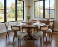 Upholstered Dining Chairs Set of 6 with Rattan Back, Modern Wooden Kitchen Chairs PU Leather Side Dining Room Chair Farmhouse Dinner Chair, Grey