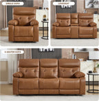 Genuine Leather Power Recliner Sofa,3 Seater Reclining Sofa with Comfortable Arms and Back,Modern Electric Recliner Couch Set with Hidden Cup Holders,USB Port for Living Room,Brown