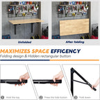 Ultrawall Wall Mounted Folding Workbench, Heavy Duty Foldable Work Table, Collapsible Desk for Workshop, Garage, Office, Home, Holds Up to 550LBS, 32”X18”