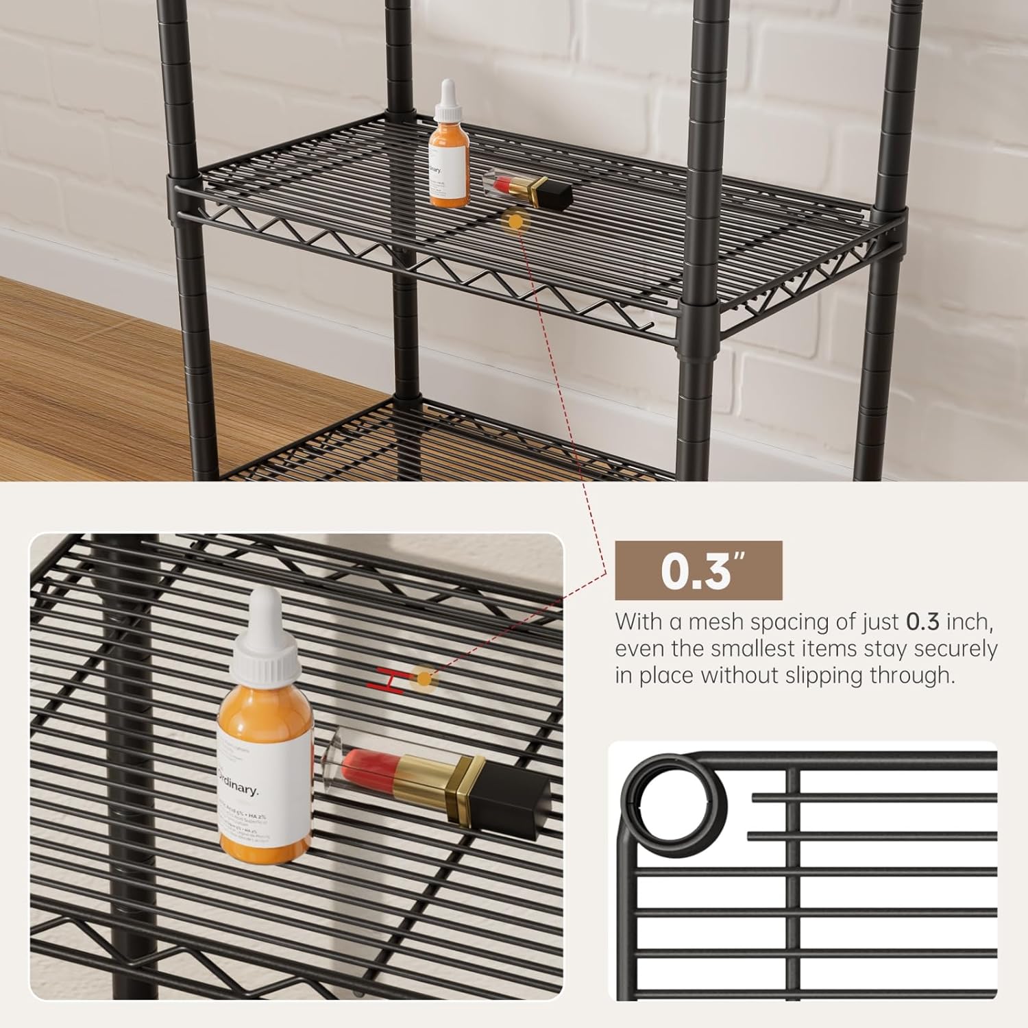 SINGAYE 6 Small Wire Shelves Kitchen Pantry Close Home Organizers and Storage Bathroom Shelf Laundry Room Organization Adjustable Book Metal Garage Shelving Unit