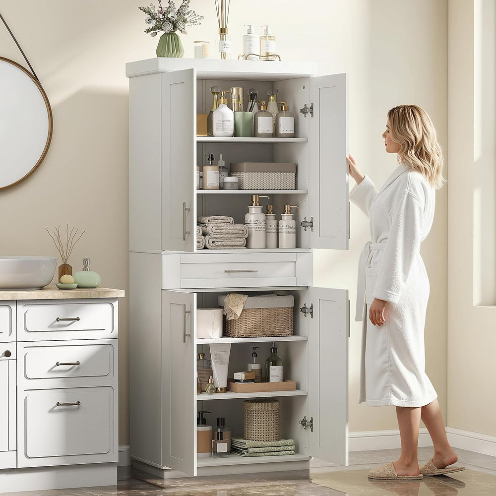 HOMCOM 72" Kitchen Pantry Cabinet Freestanding Storage Cabinet White | 4...